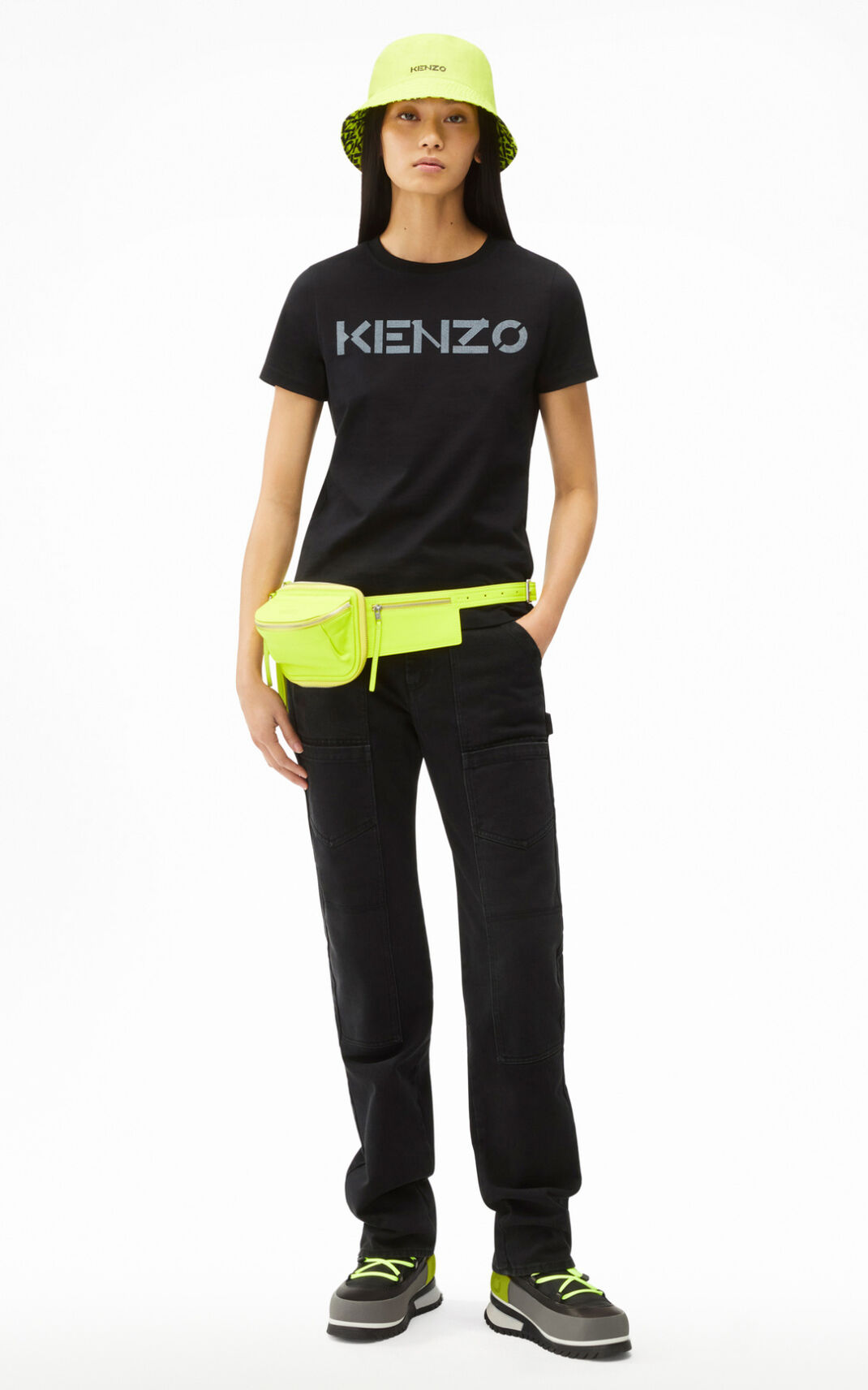 Kenzo Logo T Shirt Black For Womens 8215KNOAZ